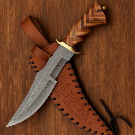 Damascus steel hunting knife