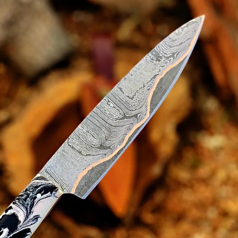Handmade Copper Damascus Viking Knife