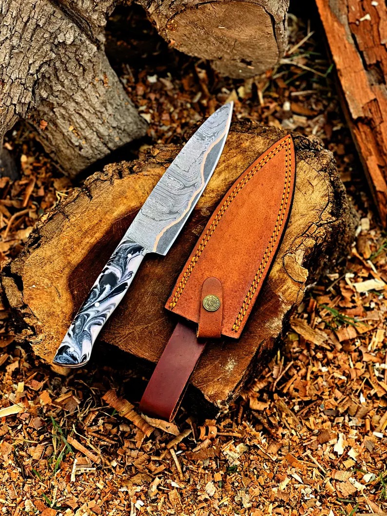 Handmade Copper Damascus Viking Knife
