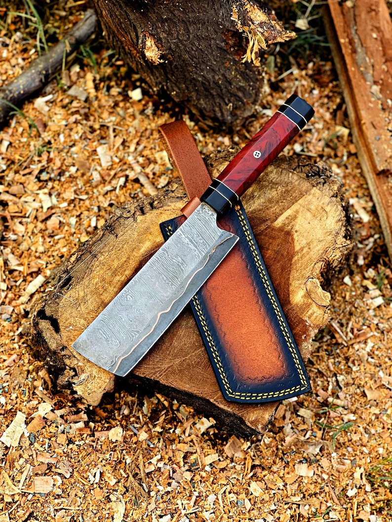 Handmade Damascus Steel Cleaver Knife