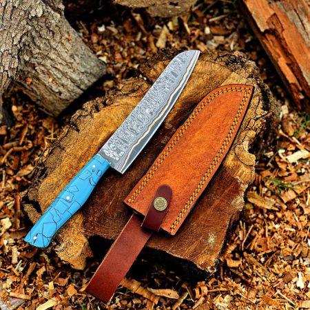 Copper Damascus Steel Knife
